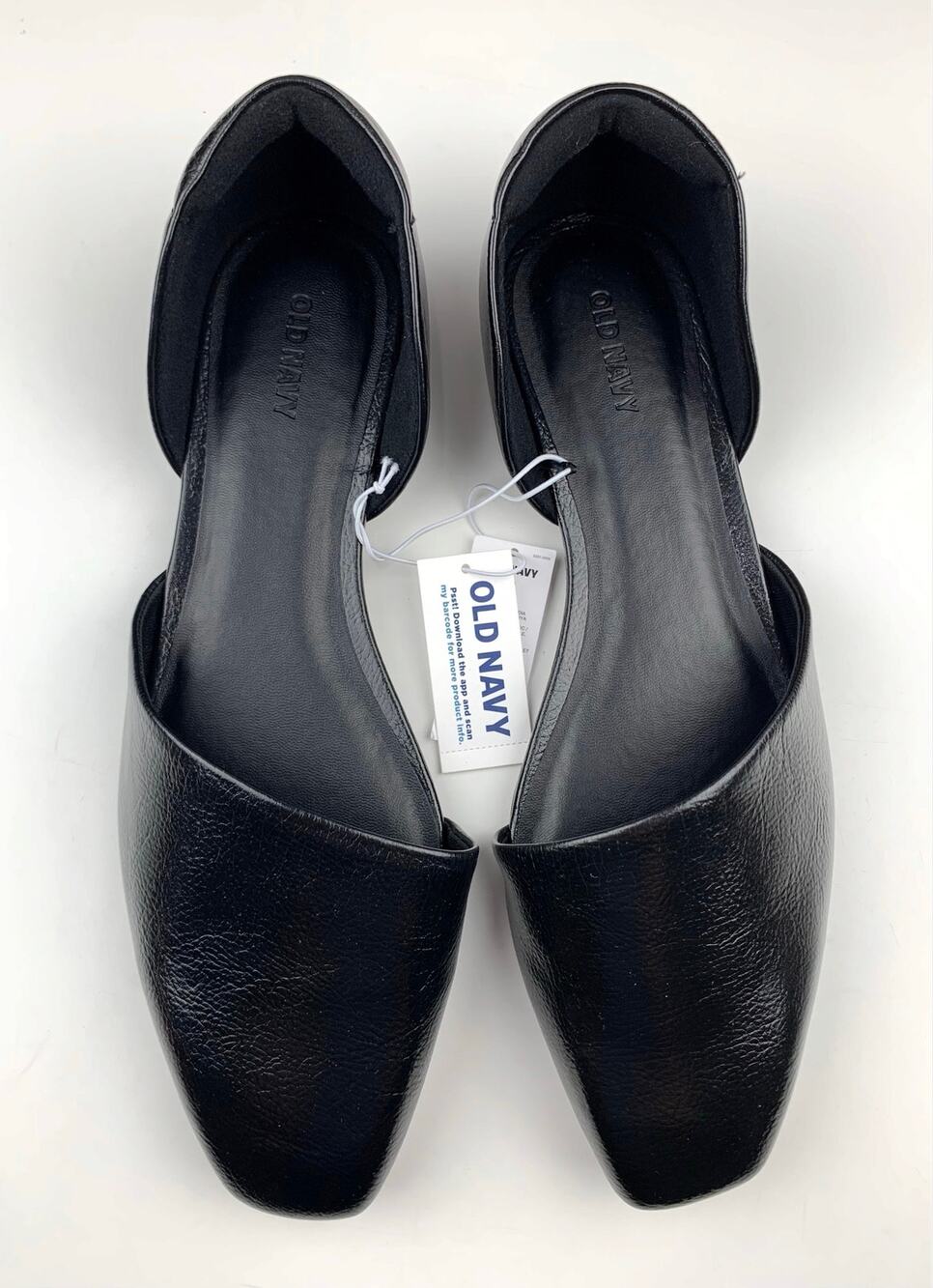 New Old Navy D'Orsay Flats Black Faux Patent Leather Slip On Women's 10